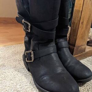 Black Faux Leather Boots
